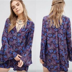 Free People Floral Purple Tunic
